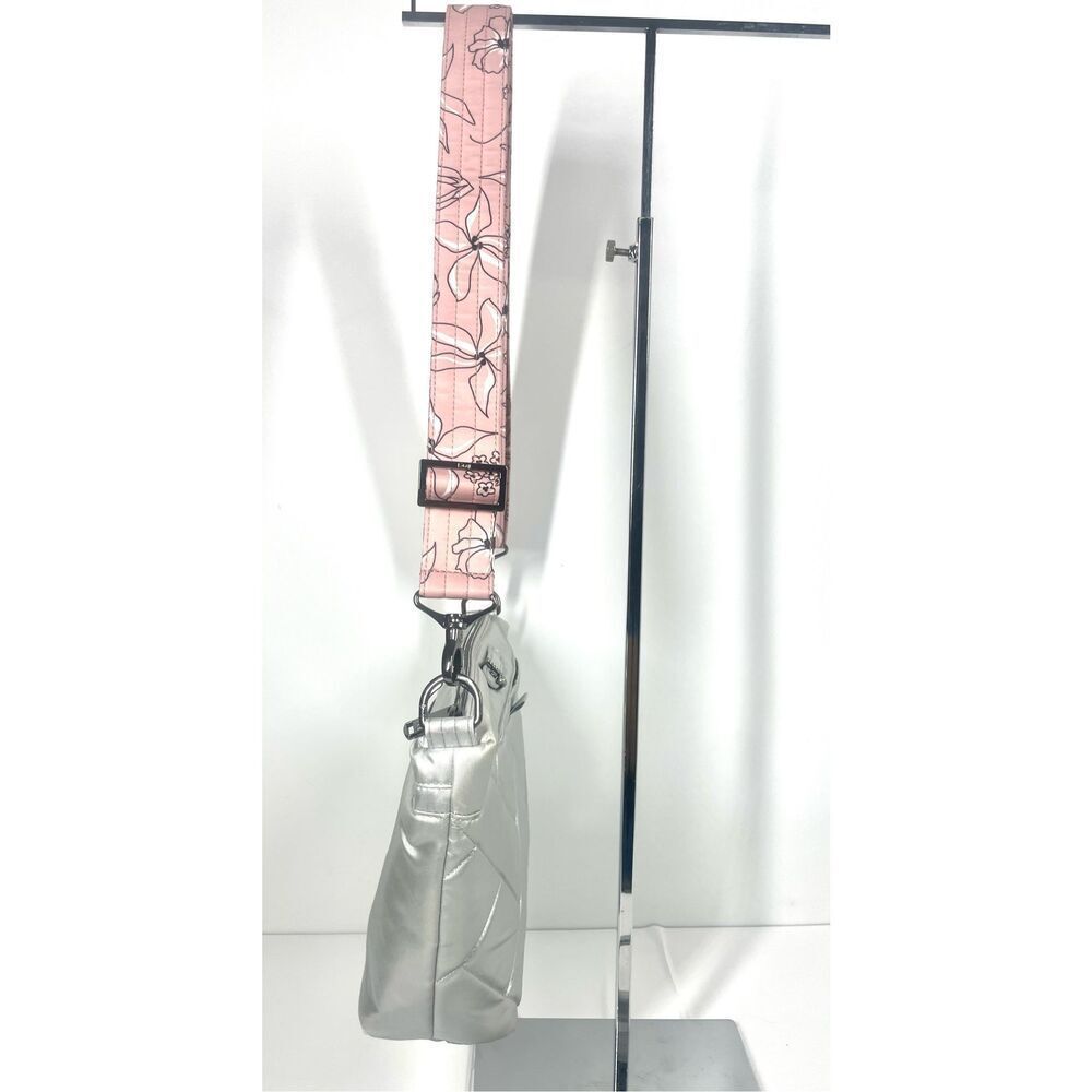 Lug Flare 2 Metallic Silver Convertible Crossbody Bag 2 Straps Floral Silver - Picture 6 of 9